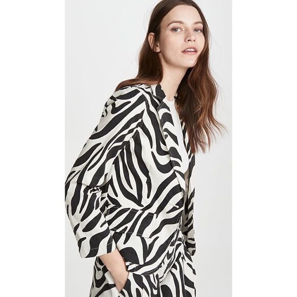 Nili Lotan Addison Zebra Print Blazer White Black Size US4 - Picture 5 of 13